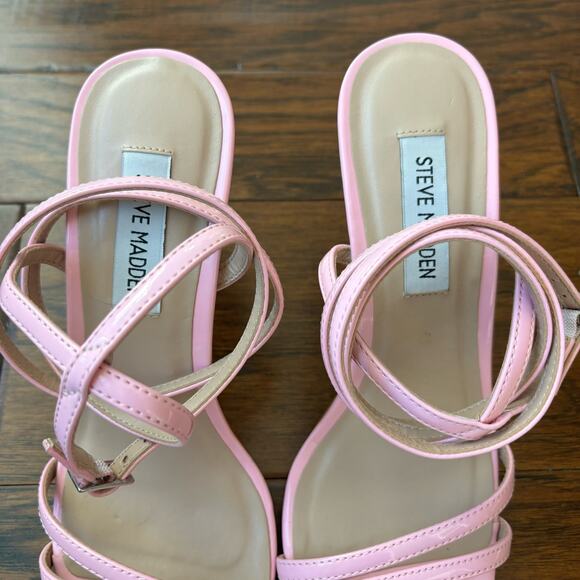 Steve Madden Barbie Pale Pink Kyrah Strappy Sandal Heels Sz 7.5 - Picture 5 of 9